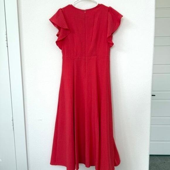 Maison Tara Red Ruffle Sleeve Maxi Dress Size 6 Cutout Feminine Date Night Chic - Picture 5 of 6